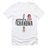 T-Shirt-Proud Grandma - Personalized Unisex T-Shirt | Grandmother T-Shirt | Grandma Gift-Unisex V-Neck-White-JackNRoy