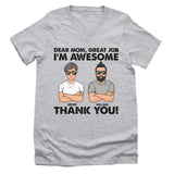 T-Shirt-Dear Mom, Great Job We Are Awesome - Personalized Unisex T-Shirt | Gift for Mom | Mother T-Shirt-Unisex V-Neck-Athletic Heather-JackNRoy