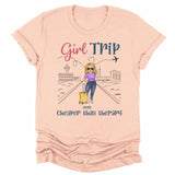 T-Shirt-Girls Trip Cheaper Than Therapy - Personalized Unisex T-Shirt | Gift for Besties | Friends T-Shirt-Unisex T-Shirt-Heather Peach-JackNRoy