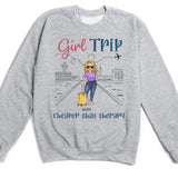 T-Shirt-Girls Trip Cheaper Than Therapy - Personalized Unisex T-Shirt | Gift for Besties | Friends T-Shirt-Unisex Sweatshirt-Sport Grey-JackNRoy