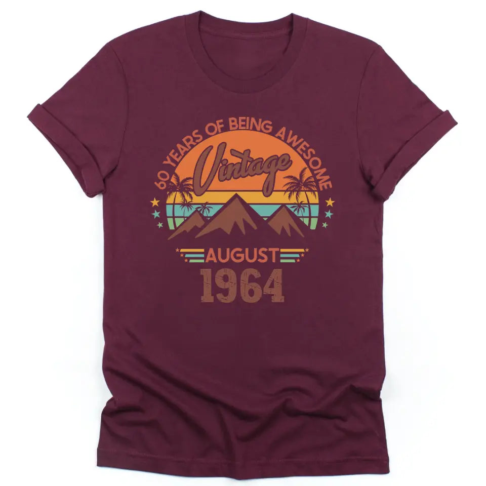 T-Shirt-Years of Being Awesome - Personalized Birthday T-Shirt-Unisex T-Shirt-Maroon-JackNRoy