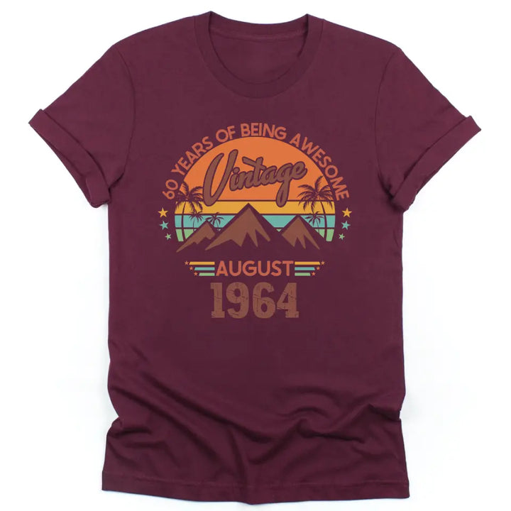 Shirts & Tops-Years of Being Awesome - Personalized Birthday T-Shirt-Unisex T-Shirt-Maroon-JackNRoy