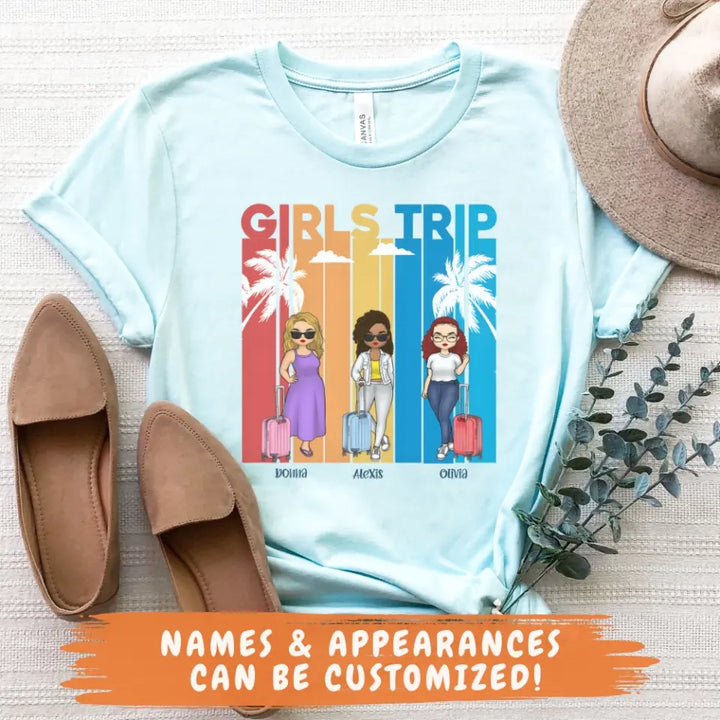 Shirts & Tops-Girls Trip - Personalized Unisex T-Shirt | Gift For Besties | Traveling Shirt-JackNRoy