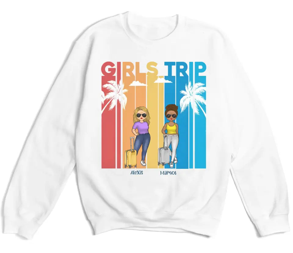 T-Shirt-Girls Trip - Personalized Unisex T-Shirt | Gift For Besties | Traveling Shirt-Unisex Sweatshirt-S-JackNRoy