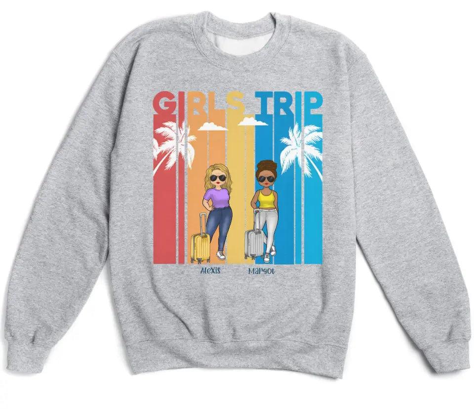 T-Shirt-Girls Trip - Personalized Unisex T-Shirt | Gift For Besties | Traveling Shirt-Unisex Sweatshirt-S-JackNRoy