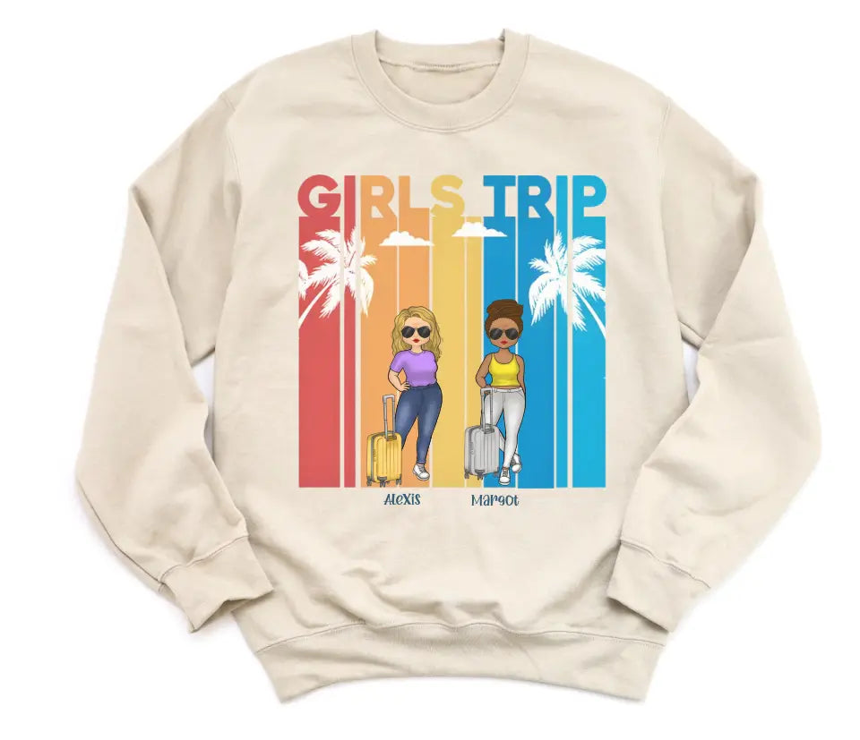 T-Shirt-Girls Trip - Personalized Unisex T-Shirt | Gift For Besties | Traveling Shirt-Unisex Sweatshirt-S-JackNRoy