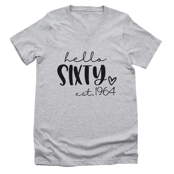 T-Shirt-Hello Sixty (EST) - Personalized Unisex T-Shirt-Unisex V-Neck-S-JackNRoy