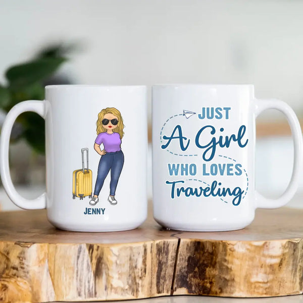 Mug-Just A Girl Who Loves Traveling - Personalized Mug | Travelling Gift-White Mug-White-JackNRoy