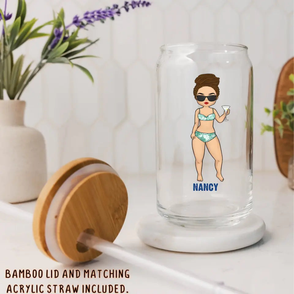 Glass Can-A Girl Who Loves Beaches- Personalized Glass Can (16oz) | Summer Gift | Custom Tumbler-JackNRoy