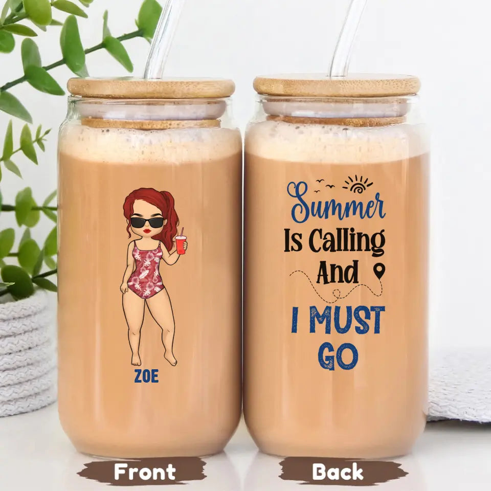 Glass Can-Summer is Calling- Personalized Glass Can (16oz) | Summer Gift | Custom Tumbler-16oz Glass Can-Glass-JackNRoy