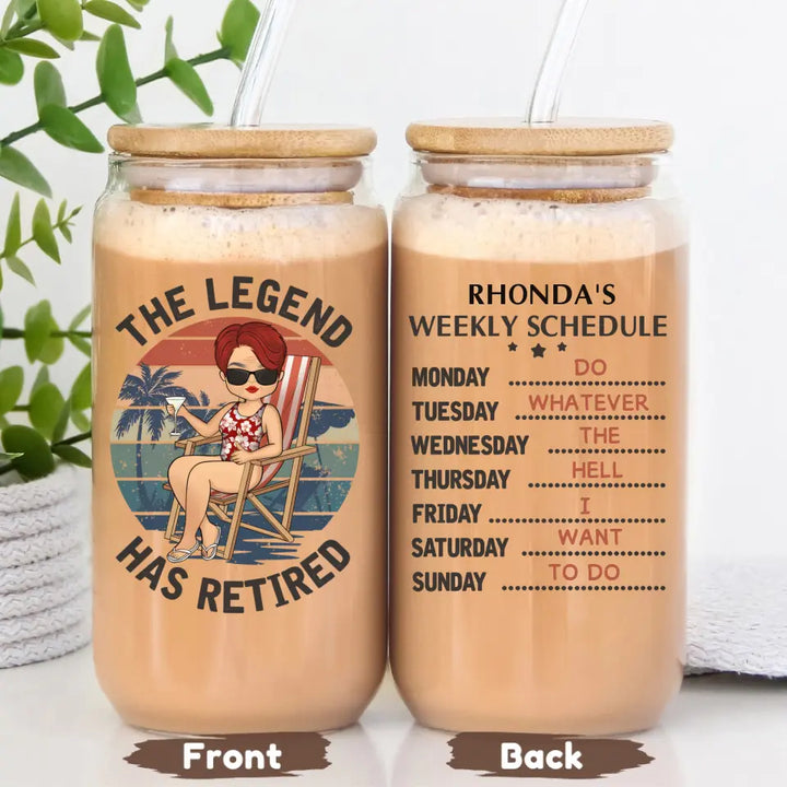 Glass Can-The Legend Has Retired- Personalized Glass Can (16oz) | Retirement Gift | Custom Tumbler-16oz Glass Can-Glass-JackNRoy