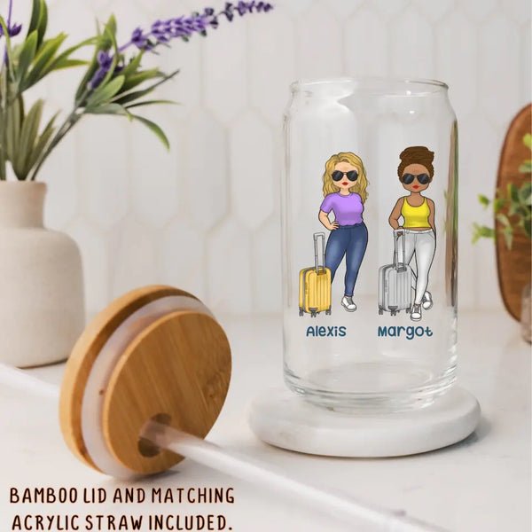 Glass Can-Girls Trip Cheaper Than Therapy - Personalized Glass Can (16oz) | Gift for Besties | Custom Tumbler-16oz Glass Can-Glass-JackNRoy