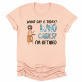 T-Shirt-Who Cares I'm Retired - Personalized Unisex T-Shirt | Gift for Her | Retirement Shirt-Unisex T-Shirt-Heather Peach-JackNRoy