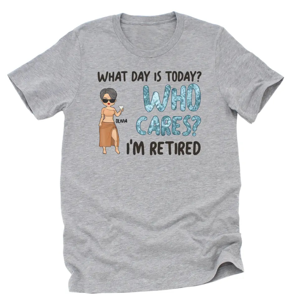 Shirts & Tops-Who Cares I'm Retired - Personalized Unisex T-Shirt | Gift for Her | Retirement Shirt-Unisex T-Shirt-Athletic Heather-JackNRoy