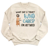 T-Shirt-Who Cares I'm Retired - Personalized Unisex T-Shirt | Gift for Her | Retirement Shirt-Unisex Sweatshirt-Sand-JackNRoy