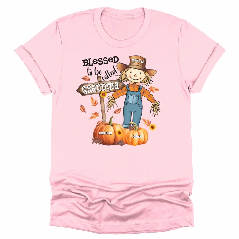 T-Shirt-Blessed to be Called Grandma - Personalized Unisex T-Shirt for Grandma | Grandmother Gifts | Granny Shirt-Unisex T-Shirt-Pink-JackNRoy