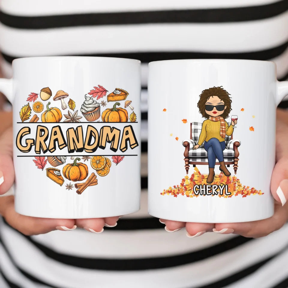 Mug-Grandma Love - Personalized Mug (11oz/15oz) | Fall Mug | Gift for Her-White Mug-White-JackNRoy