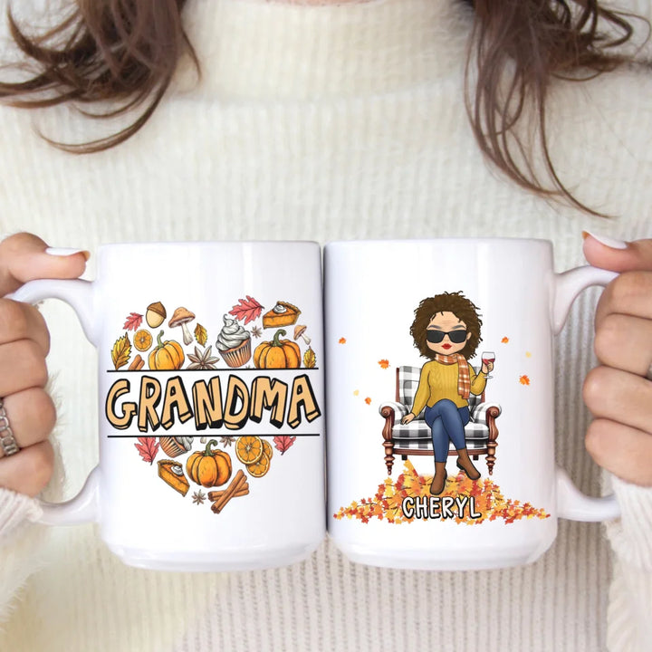 Mug-Grandma Love - Personalized Mug (11oz/15oz) | Fall Mug | Gift for Her-White Mug-White-JackNRoy