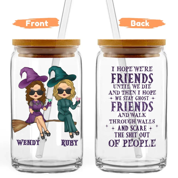 Glass Can-Ghost Friends - Personalized Glass Can (16oz) for Besties | Friends Gift | Halloween Gift-16oz Glass Can-Glass-JackNRoy