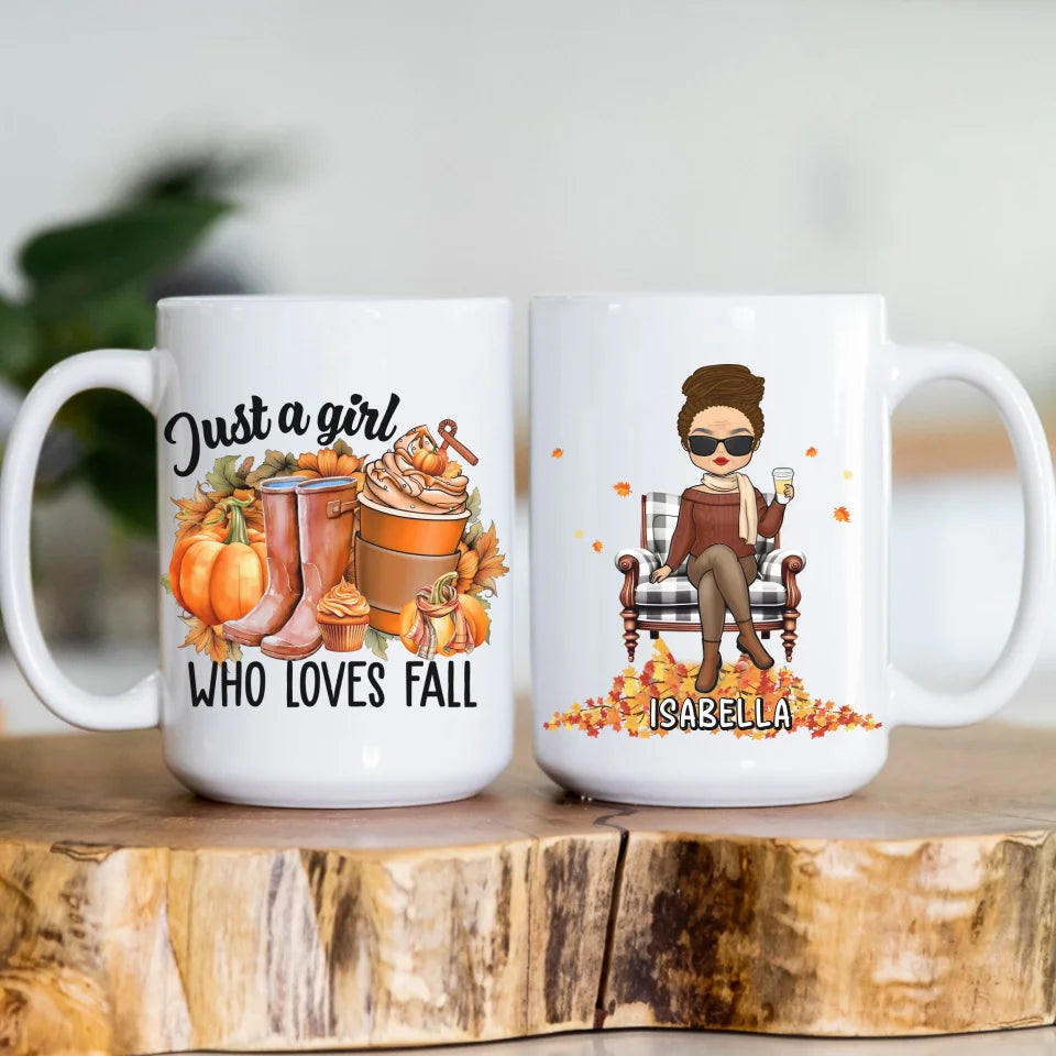 Mug-Just a Girl Who Loves Fall - Personalized Mug (11oz/15oz) | Fall Mug | Gift for Fall-JackNRoy