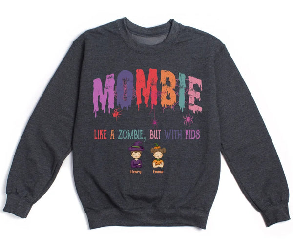 Sweatshirt-Mombie, Like a Zombie, But With Kids - Personalized Unisex Sweatshirt for Halloween | Mom Sweatshirt | Halloween Gift-Unisex Sweatshirt-Dark Heather-JackNRoy