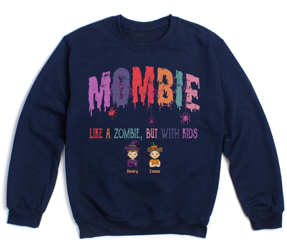 Sweatshirt-Mombie, Like a Zombie, But With Kids - Personalized Unisex Sweatshirt for Halloween | Mom Sweatshirt | Halloween Gift-Unisex Sweatshirt-Navy-JackNRoy