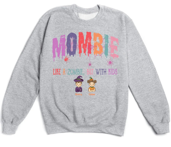 Sweatshirt-Mombie, Like a Zombie, But With Kids - Personalized Unisex Sweatshirt for Halloween | Mom Sweatshirt | Halloween Gift-Unisex Sweatshirt-Sport Grey-JackNRoy