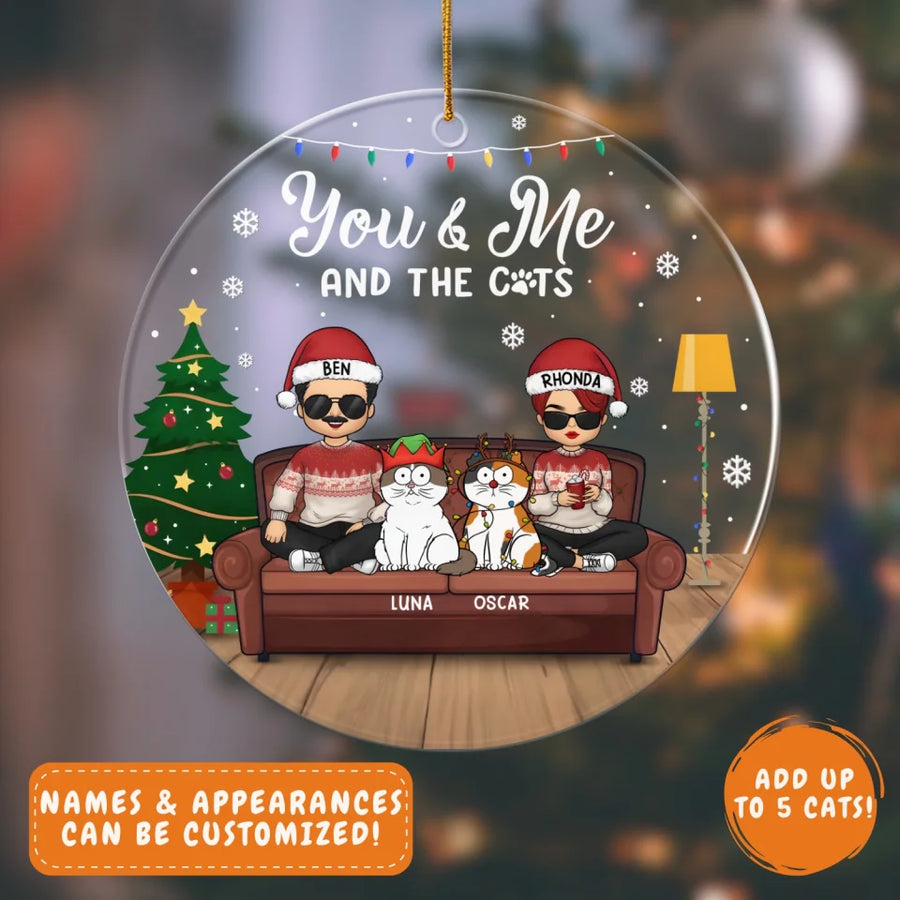 Acrylic Ornament-You & Me and the Cats - Personalized Acrylic Ornament | Couples Gift-JackNRoy