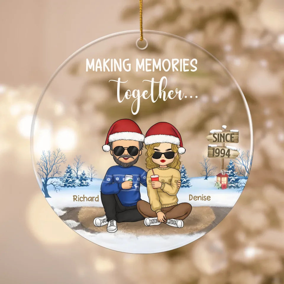 Acrylic Ornament-Making Memories Together - Personalized Acrylic Ornament | Gift for Couples-Acrylic Ornament-Clear Acrylic-JackNRoy