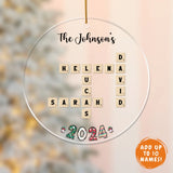 Acrylic Ornament-Crossword Family Names - Personalized Acrylic Ornament | Christmas Gift | Family Ornament-Acrylic Ornament-Clear Acrylic-JackNRoy