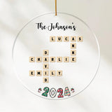 Acrylic Ornament-Crossword Family Names - Personalized Acrylic Ornament | Christmas Gift | Family Ornament-Acrylic Ornament-Clear Acrylic-JackNRoy