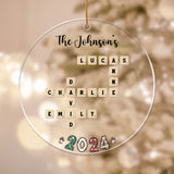 Acrylic Ornament-Crossword Family Names - Personalized Acrylic Ornament | Christmas Gift | Family Ornament-Acrylic Ornament-Clear Acrylic-JackNRoy