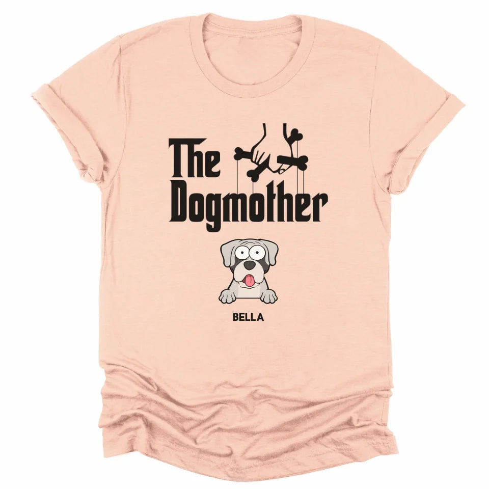 T-Shirt-The Dogmother - Personalized Unisex T-Shirt for Dog Mothers | Pet Lover T-Shirt | Dog Mom-Unisex T-Shirt-Heather Peach-JackNRoy