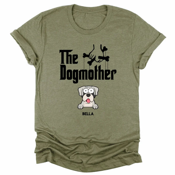 T-Shirt-The Dogmother - Personalized Unisex T-Shirt for Dog Mothers | Pet Lover T-Shirt | Dog Mom-Unisex T-Shirt-Heather Olive-JackNRoy