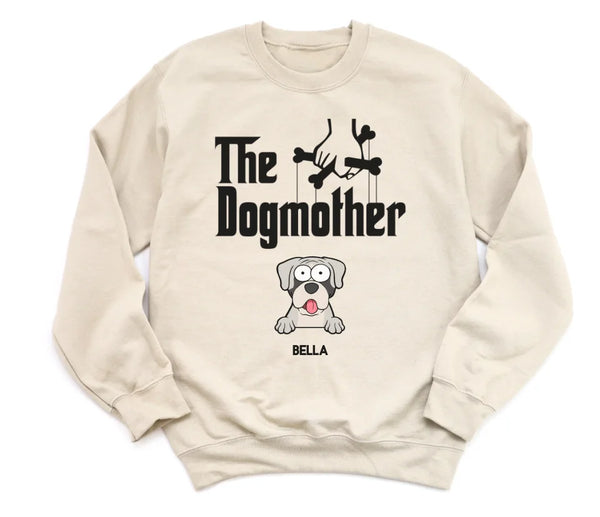 T-Shirt-The Dogmother - Personalized Unisex T-Shirt for Dog Mothers | Pet Lover T-Shirt | Dog Mom-Unisex Sweatshirt-Sand-JackNRoy