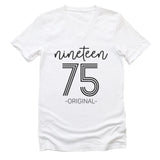 T-Shirt-Nineteen Plus - Custom Birthday T-Shirt-Unisex V-Neck-White-JackNRoy