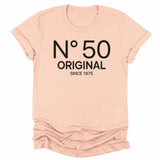 T-Shirt-N° 50 (ANY AGE) - Custom Birthday T-Shirt-Unisex T-Shirt-Heather Peach-JackNRoy