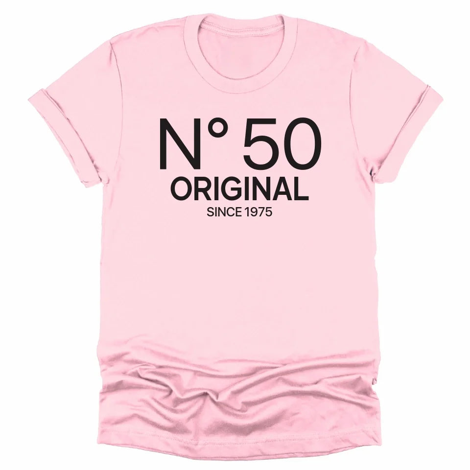 T-Shirt-N° 50 (ANY AGE) - Custom Birthday T-Shirt-Unisex T-Shirt-Pink-JackNRoy