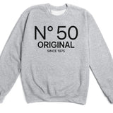 T-Shirt-N° 50 (ANY AGE) - Custom Birthday T-Shirt-Unisex Sweatshirt-Sport Grey-JackNRoy