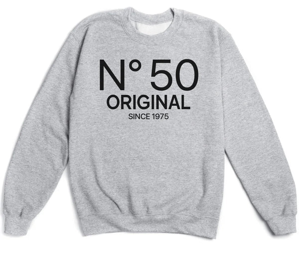 T-Shirt-N° 50 (ANY AGE) - Custom Birthday T-Shirt-Unisex Sweatshirt-Sport Grey-JackNRoy