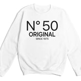 T-Shirt-N° 50 (ANY AGE) - Custom Birthday T-Shirt-Unisex Sweatshirt-White-JackNRoy