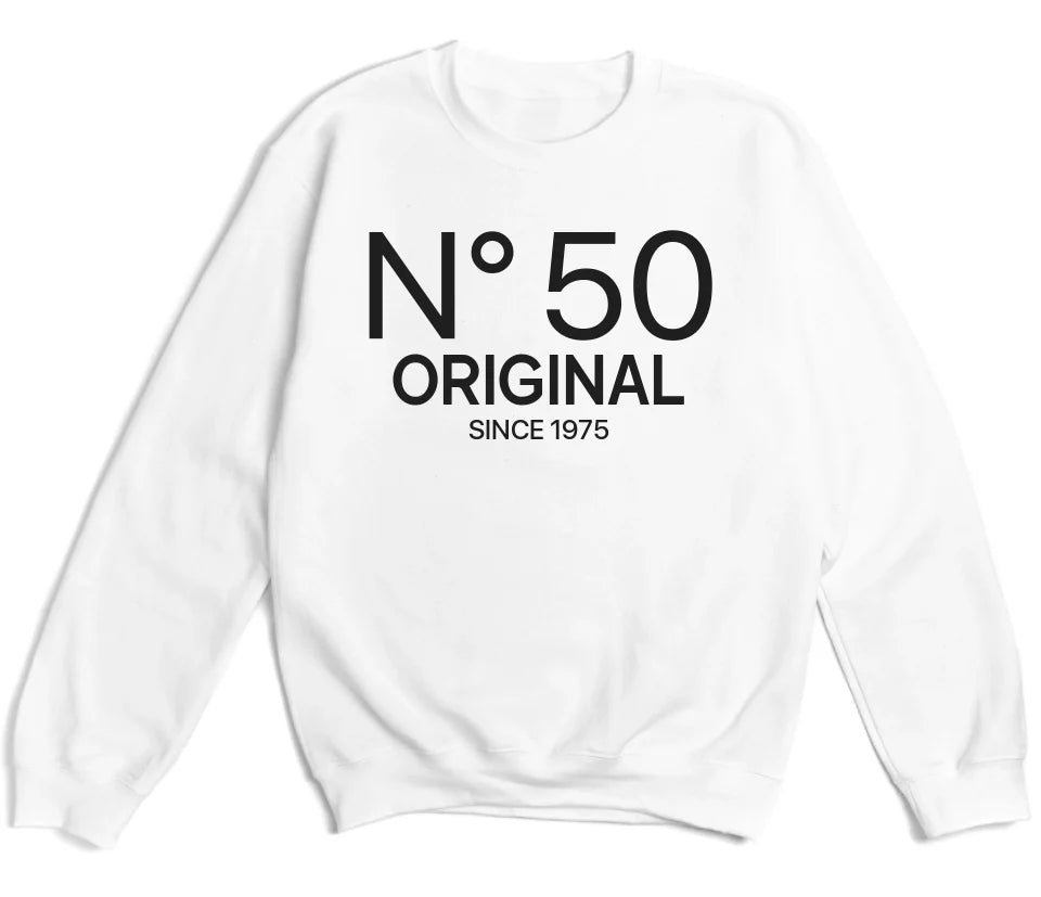 T-Shirt-N° 50 (ANY AGE) - Custom Birthday T-Shirt-Unisex Sweatshirt-White-JackNRoy