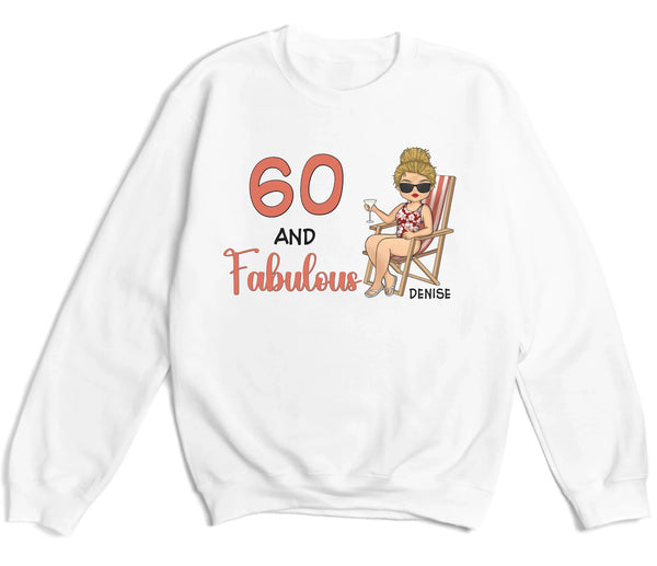 T-Shirt-Fabulous - Personalized Birthday T-Shirt (ANY AGE)-Unisex Sweatshirt-White-JackNRoy