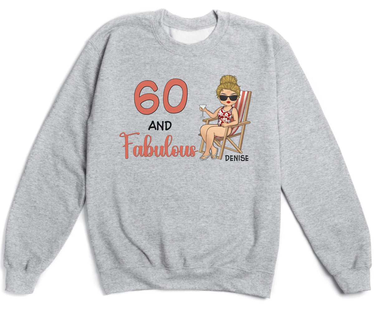 T-Shirt-Fabulous - Personalized Birthday T-Shirt (ANY AGE)-Unisex Sweatshirt-Sport Grey-JackNRoy