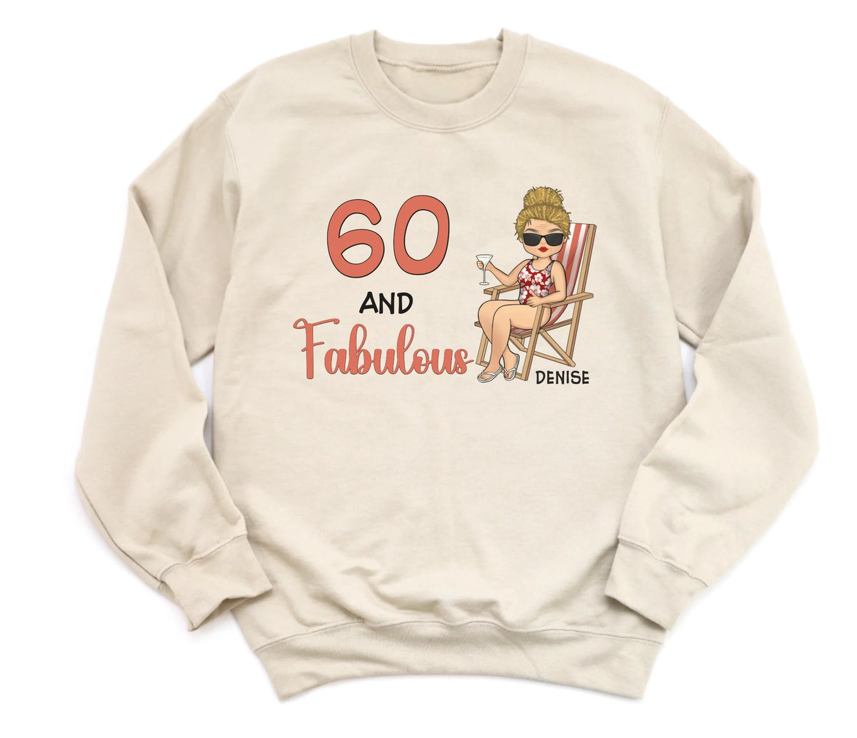 T-Shirt-Fabulous - Personalized Birthday T-Shirt (ANY AGE)-Unisex Sweatshirt-Sand-JackNRoy