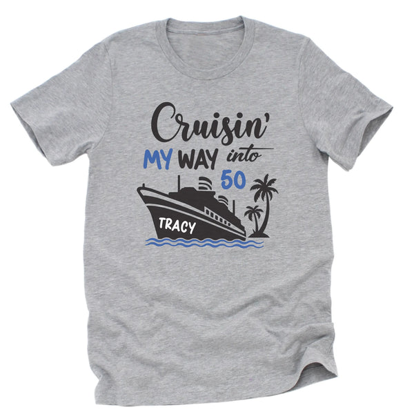 T-Shirt-Cruising Birthday - Personalized Birthday T-Shirt (ANY AGE)-Unisex T-Shirt-Athletic Heather-JackNRoy