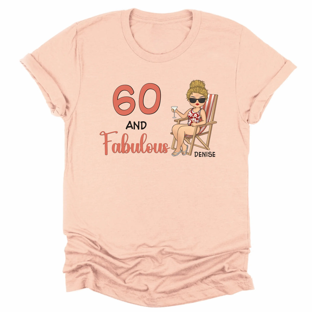 T-Shirt-Fabulous - Personalized Birthday T-Shirt (ANY AGE)-Unisex T-Shirt-Heather Peach-JackNRoy