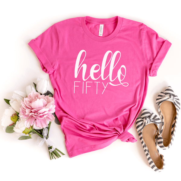 T-Shirt-Hello Fifty T-Shirt-S-Charity Pink-Jack N Roy