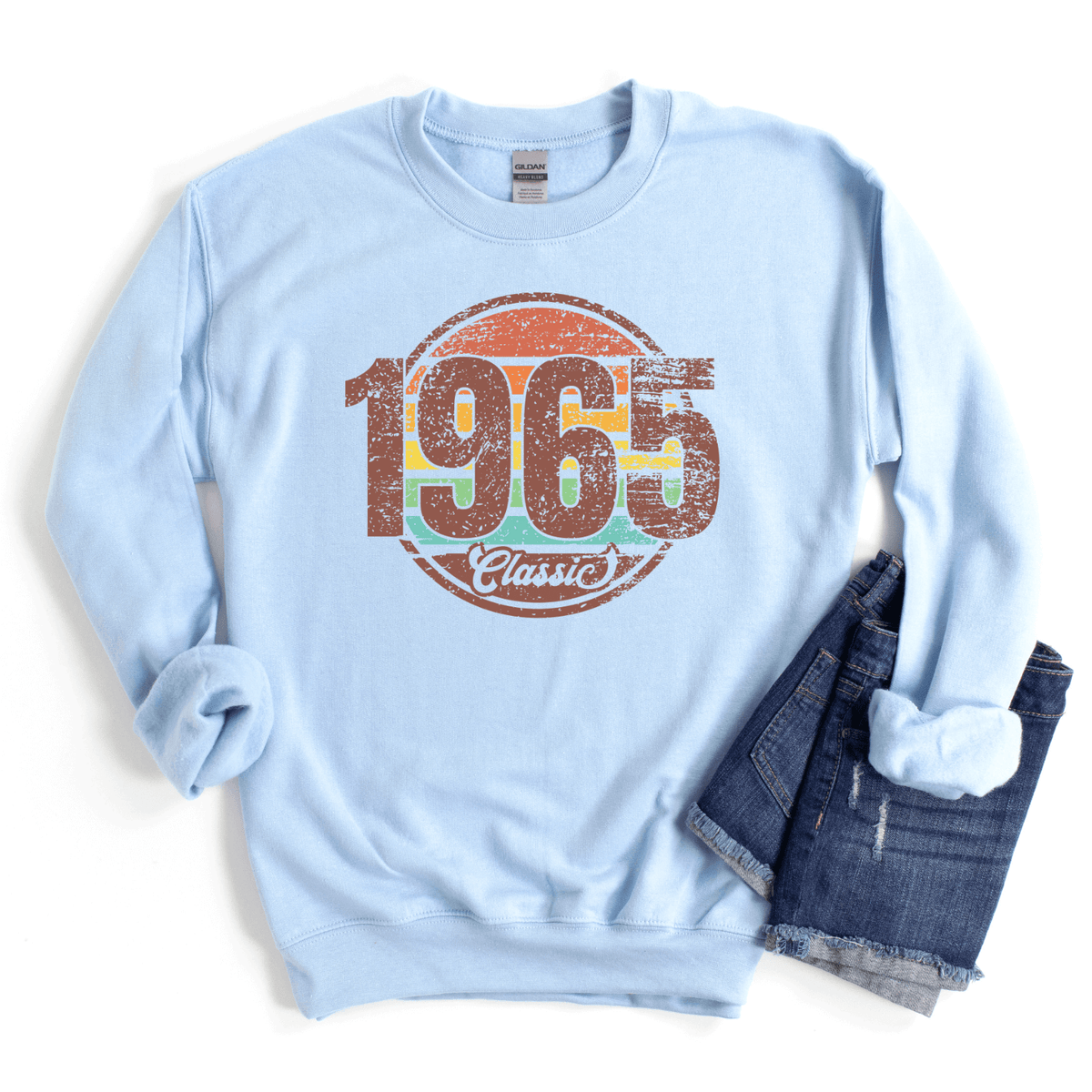 Sweatshirts-Classic Custom Birthday Sweatshirt (Customize Your Year)-S-Light Blue-Jack N Roy