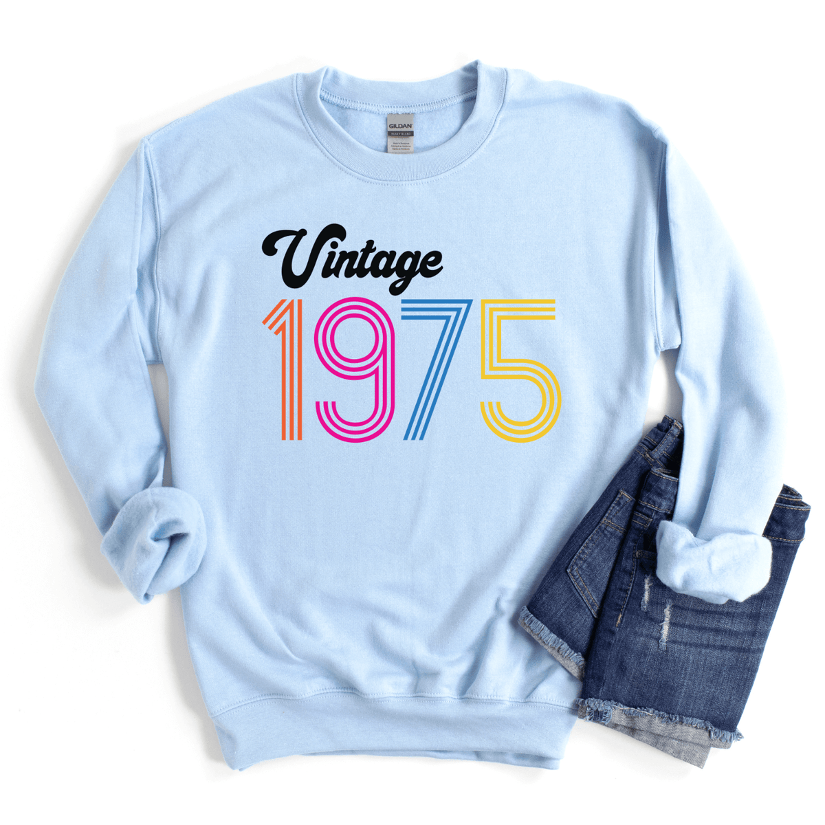 Sweatshirts-Vintage Custom Birthday Sweatshirt (Customized Year)-S-Light Blue-Jack N Roy